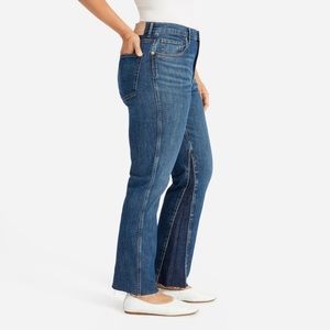 everlane | the cheeky bootcut jean two-tone raw hem high waist 29